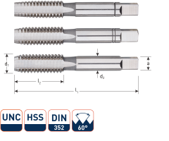 Rotec 307.0028 HSS Set di rubinetti manuali 3 pezzi DIN 352 UNC 3/4-10