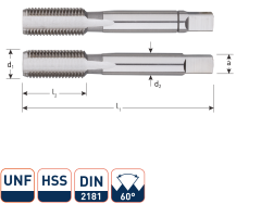 Rotec 308.0016 HSS Set di rubinetti manuali 2 pezzi DIN 2181 UNF 5/16-24