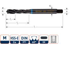 Rotec 331.1000C HSS-E INOX rubinetto macchina BL DIN 371C/40° M10x1,5 VAP