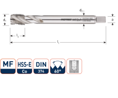 Rotec 335.1212C HSS-E 800 maschiatura a macchina BL DIN 374C/40° MF12x1,25