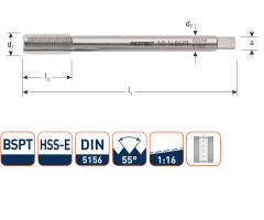 Rotec 342.0006 HSSE 800 M.Tap BSPT 3/8-19