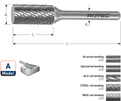 Rotec 430.1007 Frese HM 9,6 mm modello A