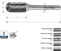 Rotec 432.1009 Frese HM 9,6 mm modello C