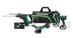 HiKOKI KC18DG4LWDZ Confezione combinata con 4 macchine da 18 volt 3 batterie da 5,0 Ah e caricabatterie in borsa