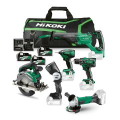 HiKOKI KC18H6A-MVA3 Pacchetto combinato con 6 macchine da 18 volt 3 batterie da 5,0 Ah e caricabatterie in borsa