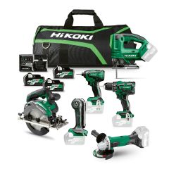 HiKOKI KC18H6B-MVA3 Pacchetto combinato con 6 macchine da 18 volt 3 batterie da 5,0 Ah e caricabatterie in borsa