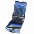 Bohrcraft 11301330019 KT10 Set di 19 pezzi con punte per metallo HSS-TiN DIN 338 rettificate Nitrurazione al titanio in scatola ABS