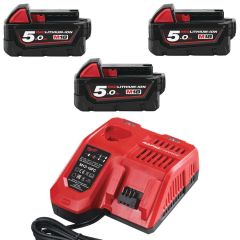 Milwaukee 4933451423 M18 NRG-503 - Set di avviamento M18 B5 18V 5,0Ah agli ioni di litio rosso + Schnelllader M12-18FC