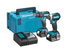 Makita DLX2283TJ - Trapano a percussione a batteria DHP485 + trapano a percussione DTD153 18V 5,0 AH Li-ion