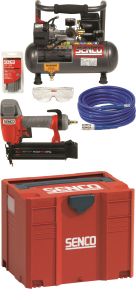 Senco PC0964EUPS-Compressore PC 1010 + Bradnailer Finishpro 18 MG in contenitore + tubo flessibile da 5 m + graffette