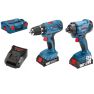 Bosch Professional Trapano a batteria GSR 18V-21 + avvitatore a percussione GDR 18V-160 18 Volt 2,0 AH Li-Ion in L-BOXX 06019G5101 - 1