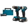 Makita DLX2423AJ - Trapano a batteria DDF487 + trapano a percussione DTD157 18V 2,0 AH Li-ion - 1