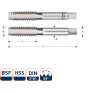 Rotec 306.1020 Set di maschiatura HSS 2 pezzi DIN 2181 BSF 7/16-18 - 1